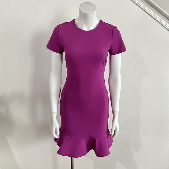 Likely Dress Magenta Beckett Fluted Ruffle Short Sleeve Alluring stretch 2 - Picture 6 of 7